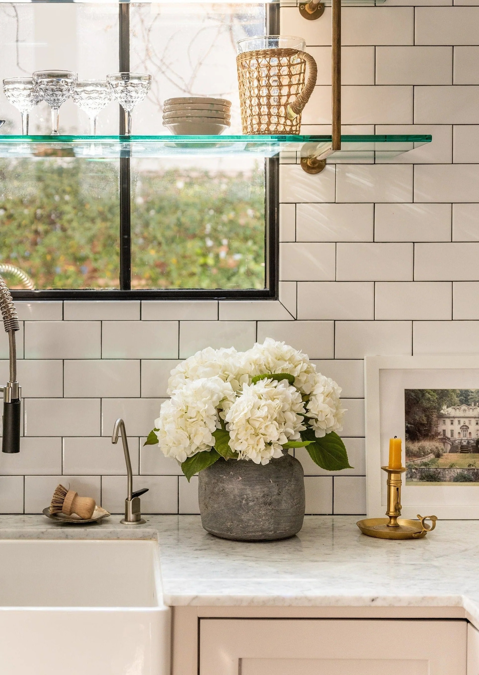 Real Touch Hydrangea in Talc White  - 18" | Afloral