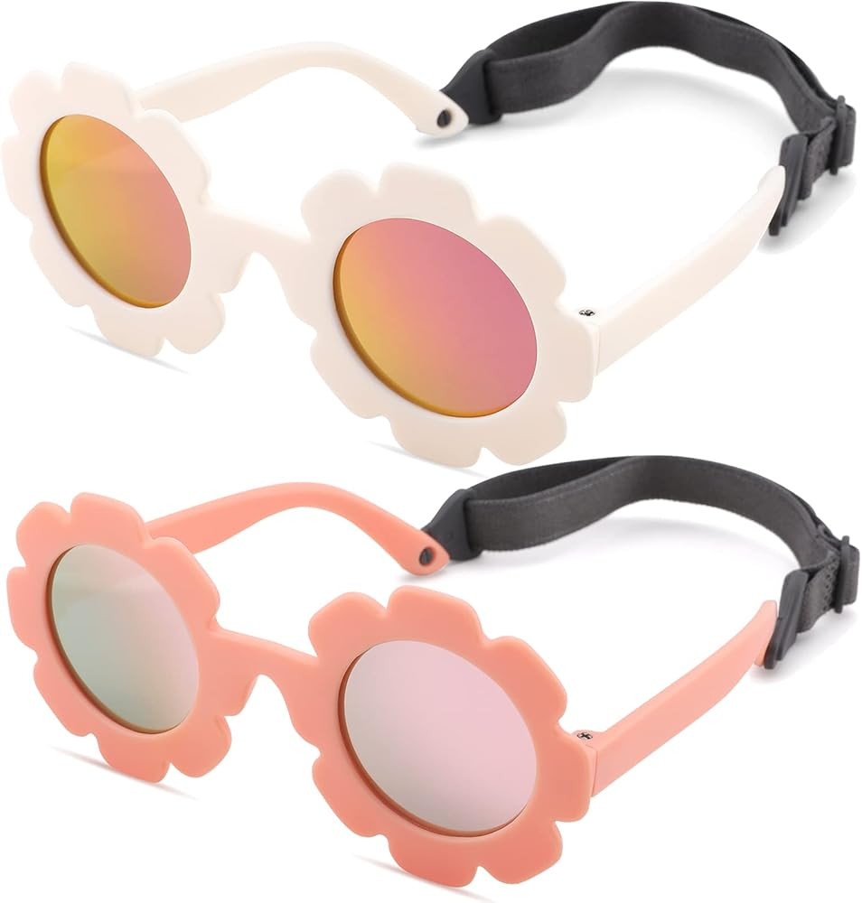 COASION Bendable Flexible Polarized Newborn Baby Flower Sunglasses with Strap for Infant Girls Bo... | Amazon (US)