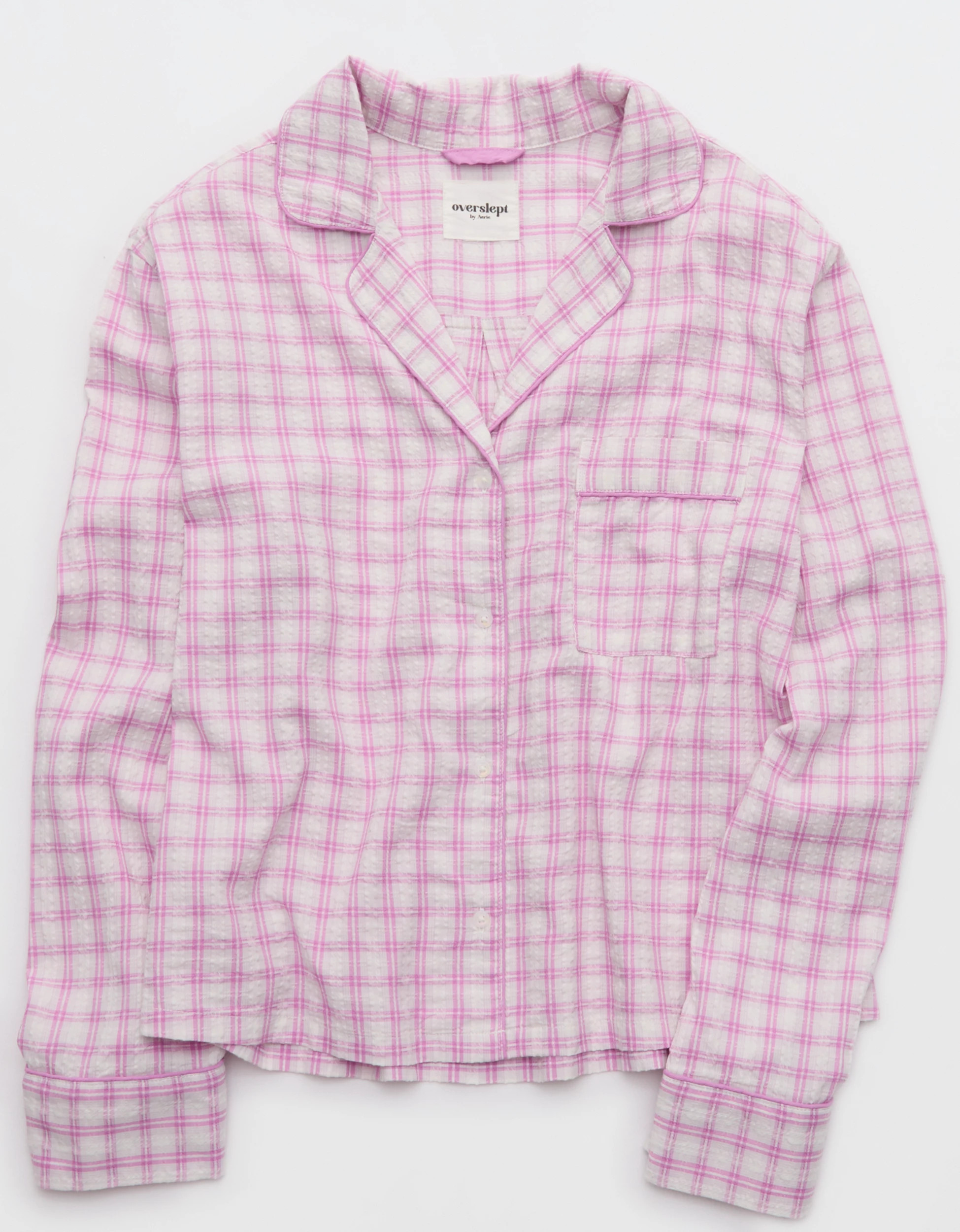 OVERSLEPT by Aerie Seersucker Long Sleeve Shirt | Aerie