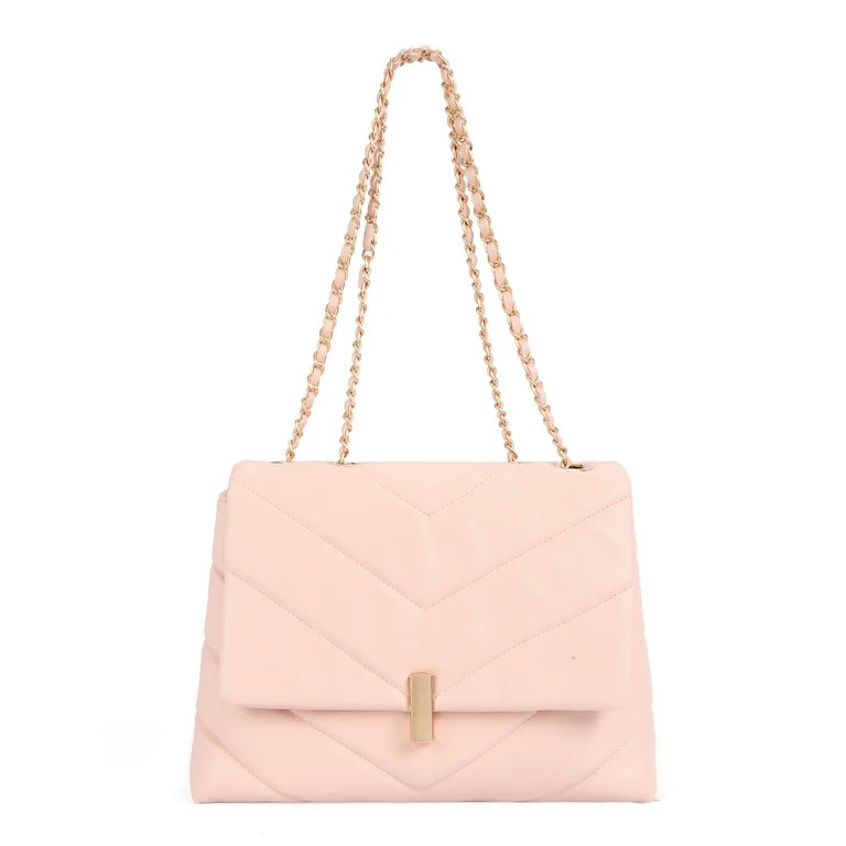 BeCool Women's Chevron Quilted Shoulder Bag Blush | Walmart (US)