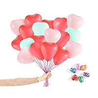 Heart Ballons Valentines, Heart Shape Latex Balloons for Valentines Day, 60Pcs 12Inch White Red Pink | Amazon (US)