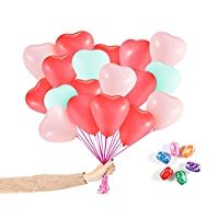 Heart Ballons Valentines, Heart Shape Latex Balloons for Valentines Day, 60Pcs 12Inch White Red Pink | Amazon (US)