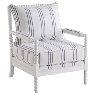 Coaster Blanchett Upholstered Accent Chair with Spindle Accent White and Navy 903835 - The Home D... | The Home Depot