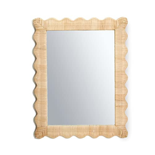 Two's Company 30.5" Handmade Hanging Rattan Wall Mirror - Natural Wicker Weave Boho Coastal Decor | Amazon (US)