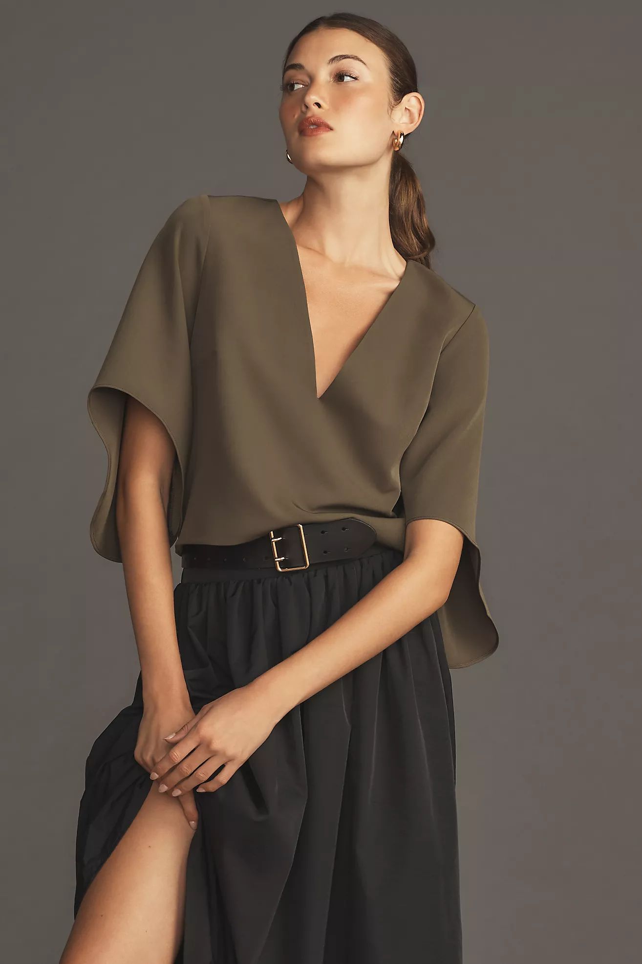 Mare Mare x Anthropologie V-Neck Cape Blouse | Anthropologie (US)