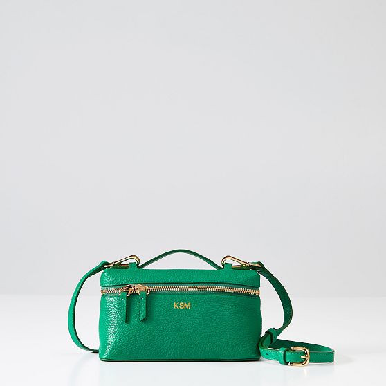 Top Handle Leather Crossbody Bag, Kelly Green | Mark and Graham