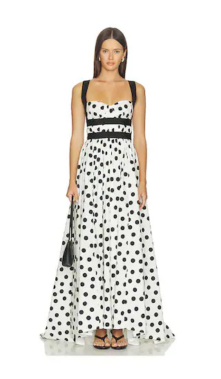 Leisl Gown in Ivory And Black Dot | Revolve Clothing (Global)