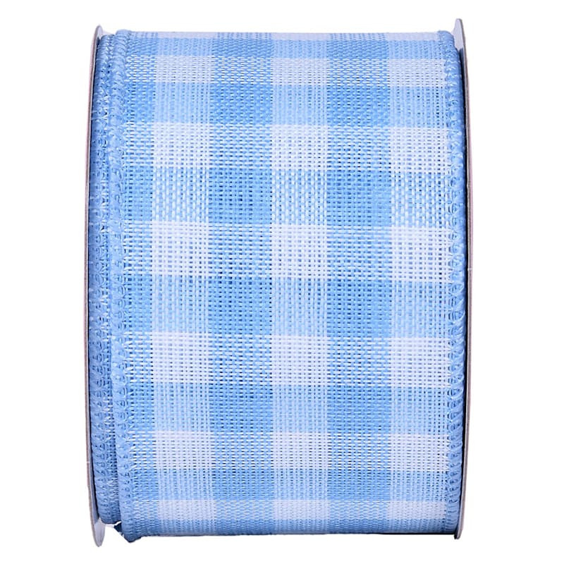 Easter Blue Plaid Ribbon with Wired Edge, 10yd | At Home