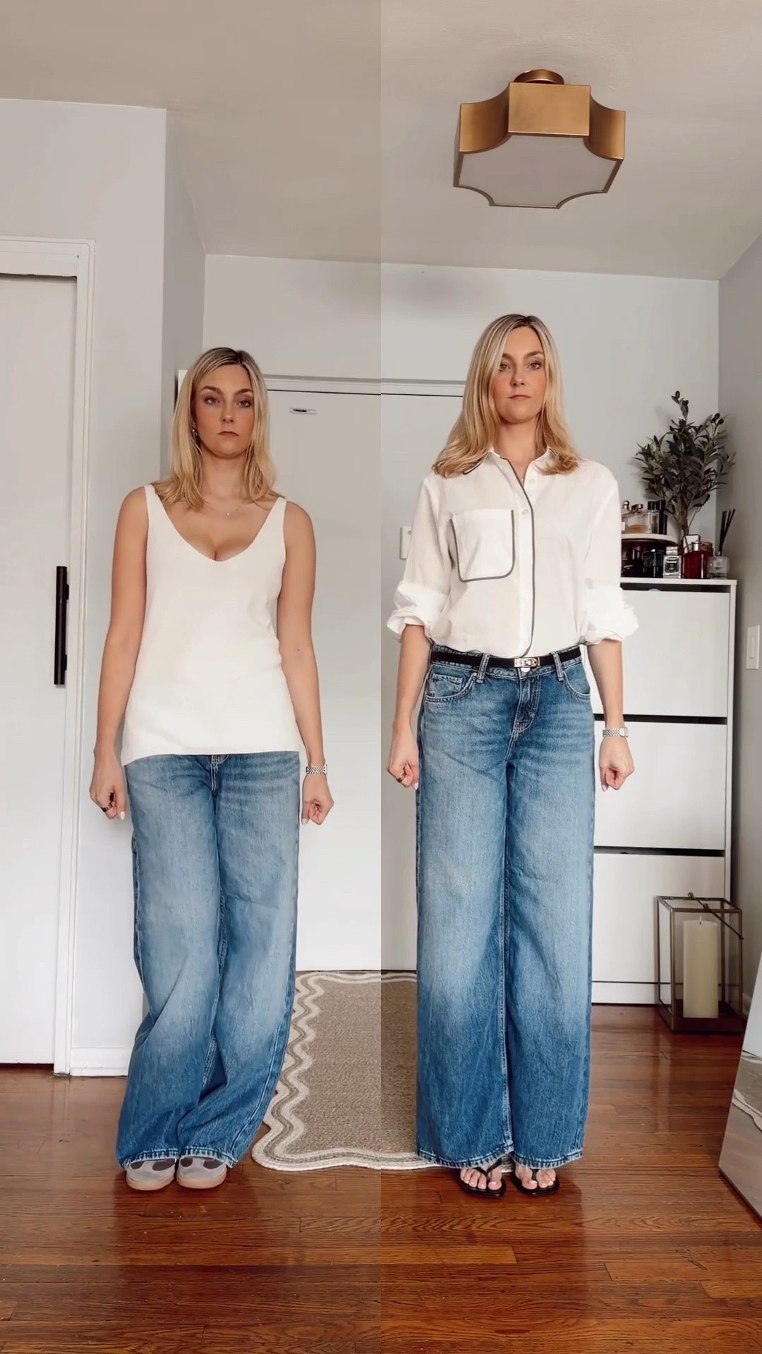 Save this for later! I feel like the biggest mistake with low-rise baggy jeans is thinking they’re always easy to style. One wrong top or accessory can make the whole outfit feel boxy or heavier than you want. Once you add the right fitted piece and balance it with simple accessories, they instantly feel more flattering no matter what size you wear 🤍

Wearing pair from @Guess   & size 26

Outfit fixes • style tips • jeans outfit • spring outfit • white shirt outfit • white shirt oversized • baggy jeans outfit • low rise baggy jeans

#LTKWorkwear #LTKTall #LTKootd
