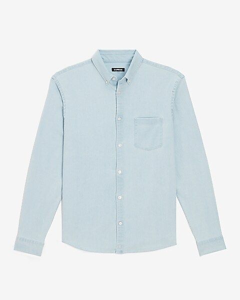 Slim Light Wash Hyper Stretch Denim Shirt | Express