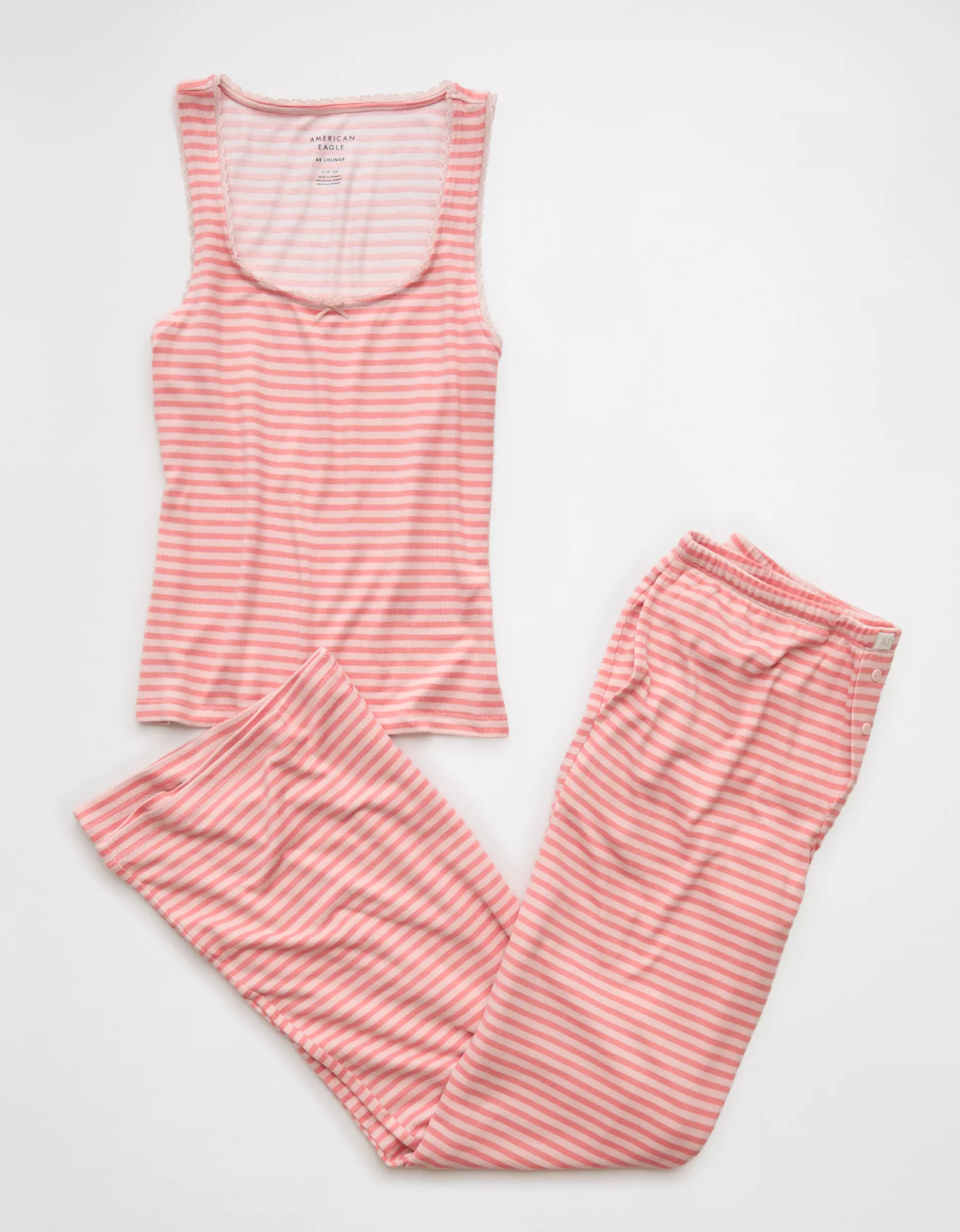 AE Luxe Plush Striped PJ Set | American Eagle Outfitters (US & CA)