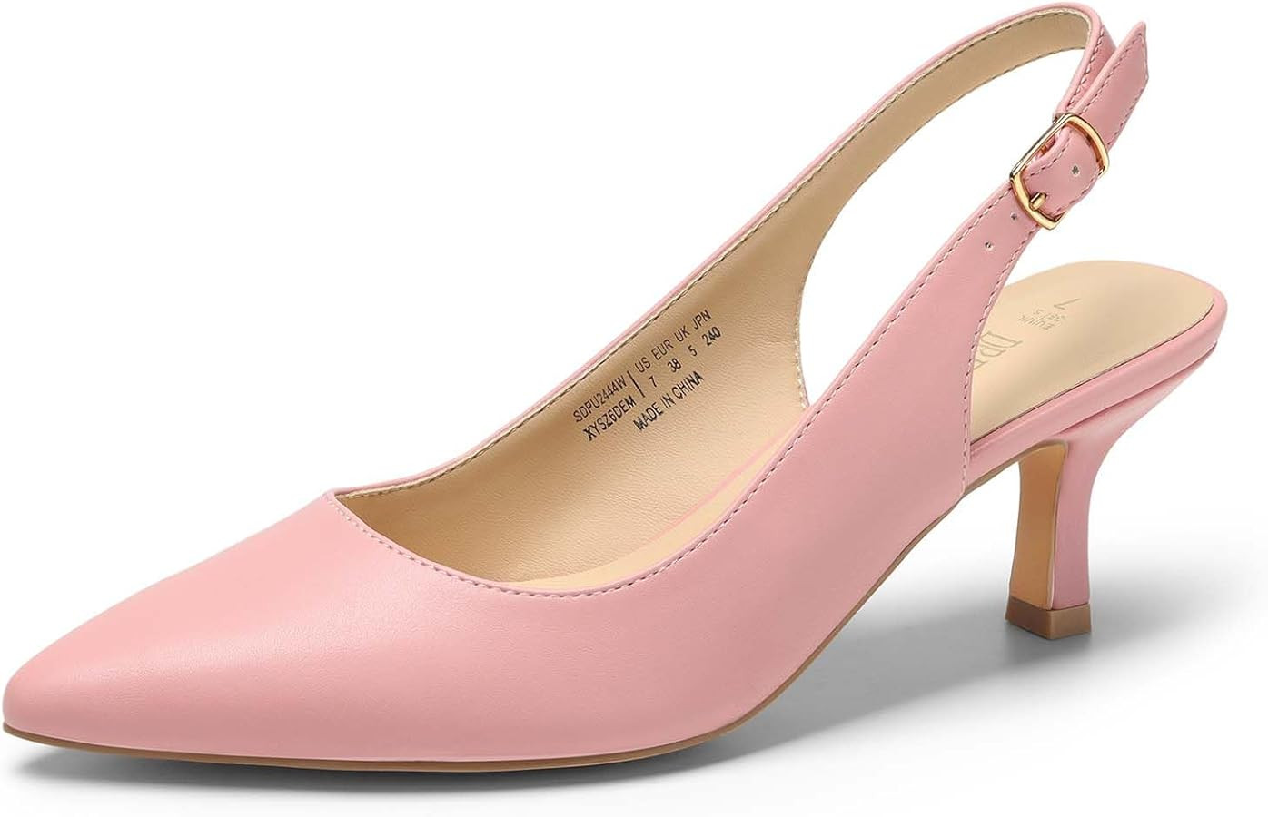DREAM PAIRS Women's Kitten Heel Slingback Pointed Closed Toe Low Stiletto Heels Dress Bridal Eleg... | Amazon (US)