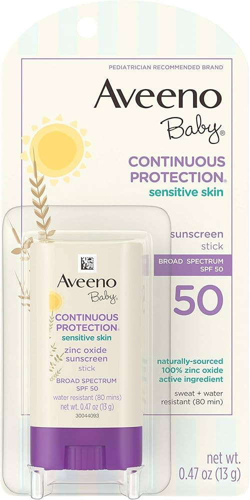 Aveeno Baby Continuous Protection Mineral Sunscreen Stick for Sensitive Skin with Broad Spectrum ... | Amazon (US)