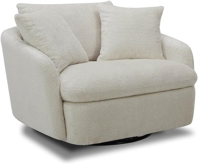 Boomer Fabric Upholstered Swivel Chair with 2 Toss Pillows - Sand | Amazon (US)