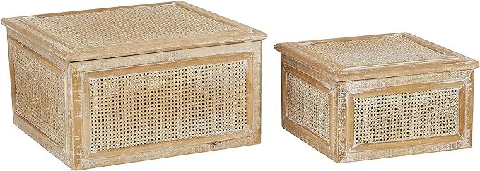 Deco 79 Wood Box with Lid, Set of 2 10", 7"W, Brown | Amazon (US)