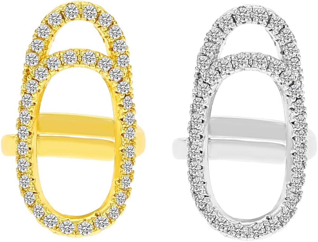 MYANAIL Zircon Nail Ring Set 2Pcs Finger Nail Cap Adjustable Stacking Ring for Women Rhinestone M... | Amazon (US)