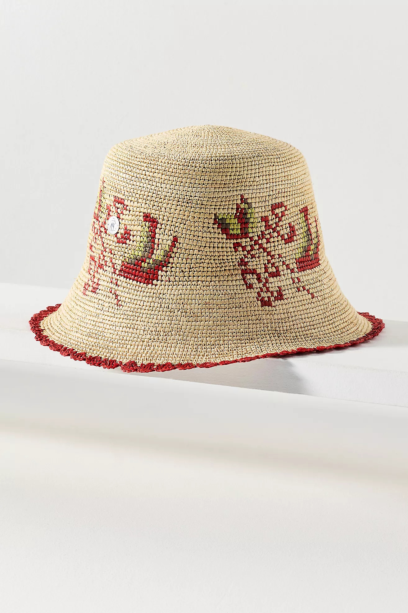Freya Calla Embroidered Straw Bucket Hat | Anthropologie (US)