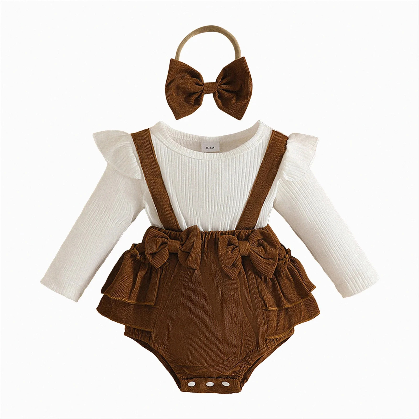 CAICJ98 Baby Girl Clothes Cute Romper Ruffle Long Sleeve One-piece Jumpsuit Bodysuit with Bow Hea... | Walmart (US)