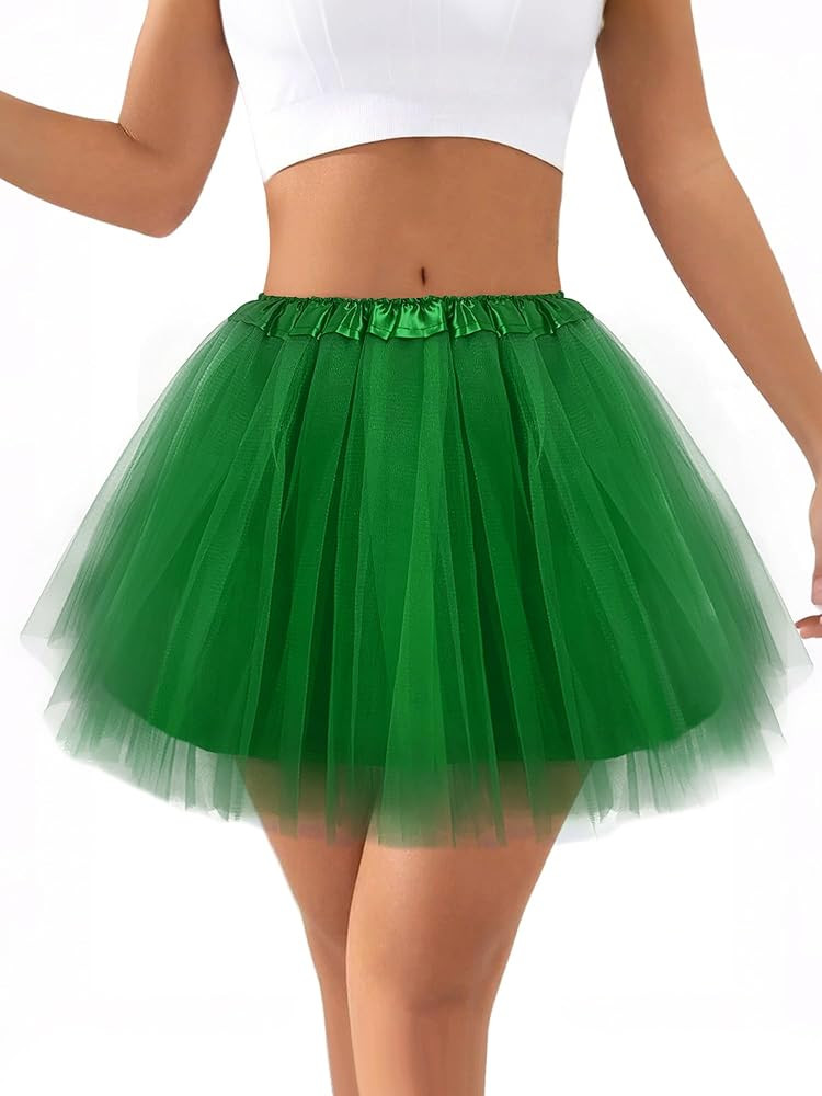 Ammiko Women Teens Tutu Adult 4 Layered Tulle Skirt Fluffy Dance Tutus Lined Elastic Halloween Co... | Amazon (US)