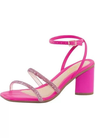 Sandália Feminina Lumiss Strass Brilho Cristal Salto Bloco Grosso Tiras Confortável Saltinho Pi... | Dafiti (BR)