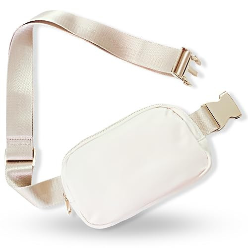 Boutique Belt Bag | Crossbody Fanny Pack for Women Fashionable Cute Mini Everywhere Bum Hip Waist Small Fashion Travel Chest Gold Accessories Adjustable Extended Strap Cream | Amazon (US)