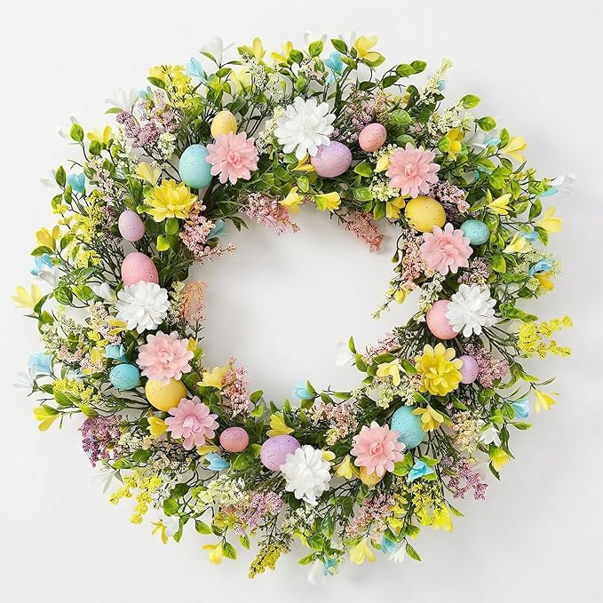 Easter Wreath for Front Door Decorations, Easter Egg Door Wreath Decorations, Spring Wreaths with... | Amazon (US)