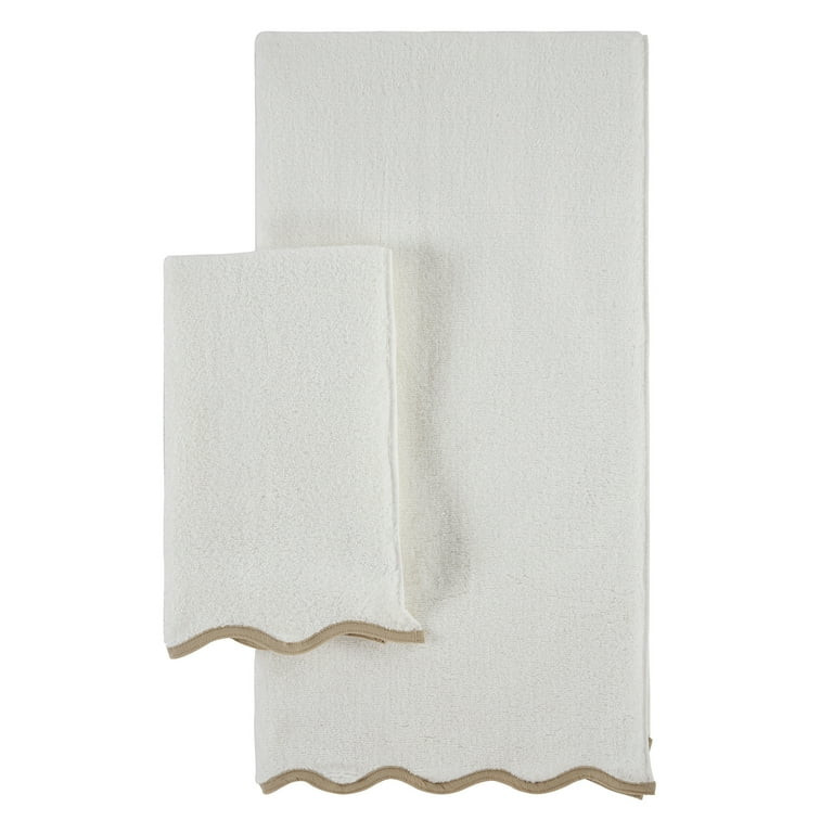 My Texas House Whitney Scallop Border Cotton Hand and Bath Towels, Ivory (2 Count) - Walmart.com | Walmart (US)