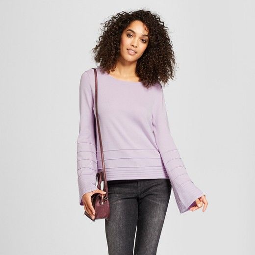 Women's Bell Sleeve Pullover Sweater - A New Day™ Lavender | Target