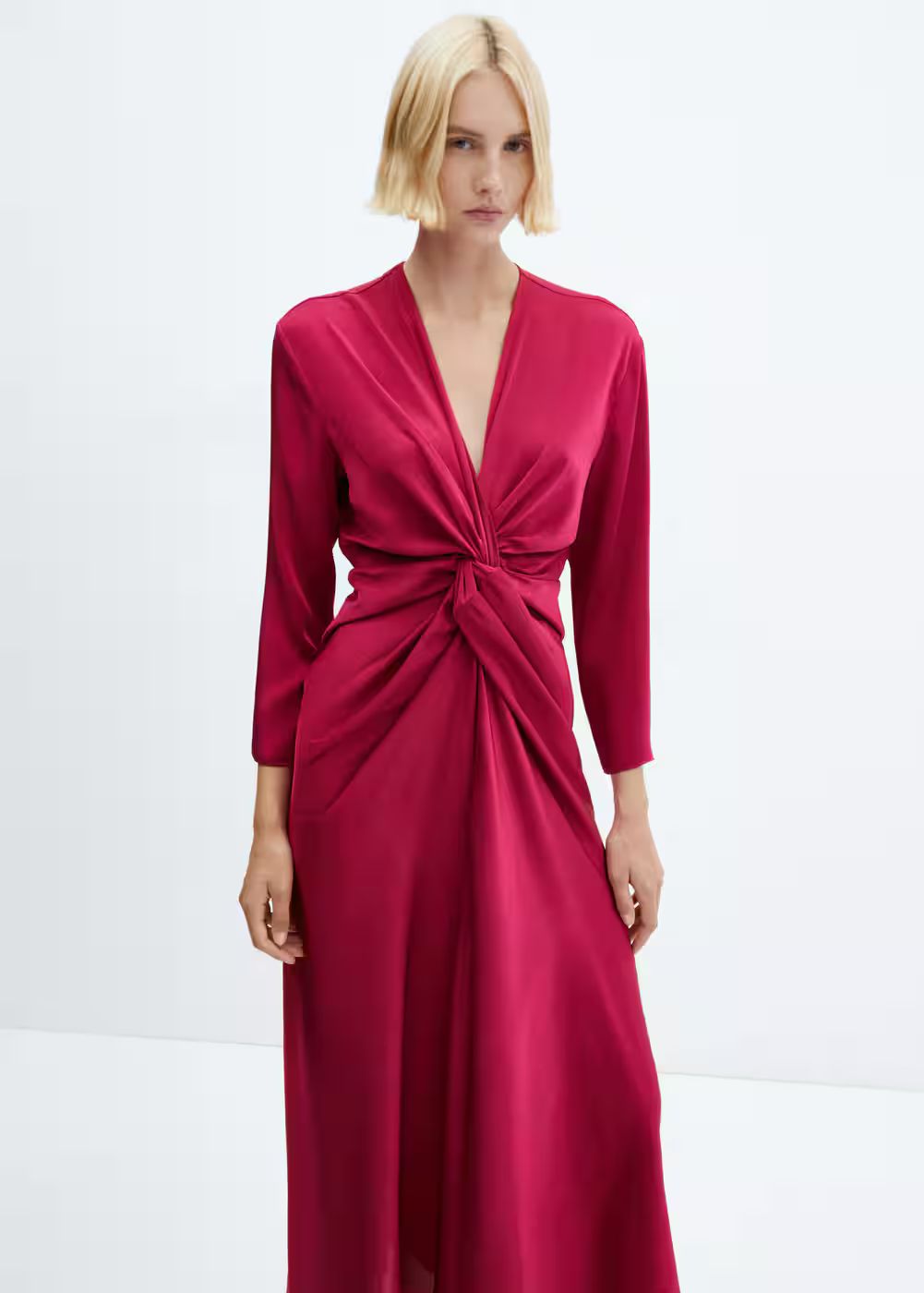 Satin dress with knot -  Women | Mango USA | MANGO (US)