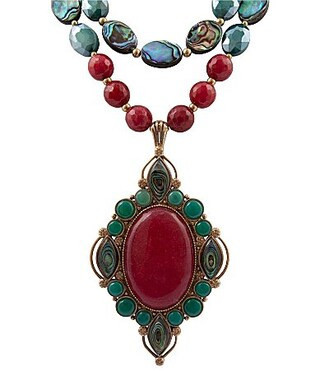 Barse Bronze Inverness Genuine Stone Statement Necklace - Multi | Dillard's