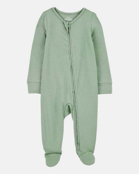 Baby Solid 2-Way Zip PurelySoft Sleep & Play Pajamas - Green | Carter's Inc