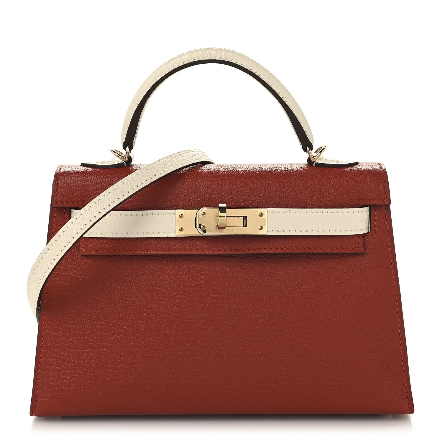 Hermes Chevre Mysore Horseshoe Mini Kelly Sellier 20 Brique Nata 1708262 | FASHIONPHILE (US)