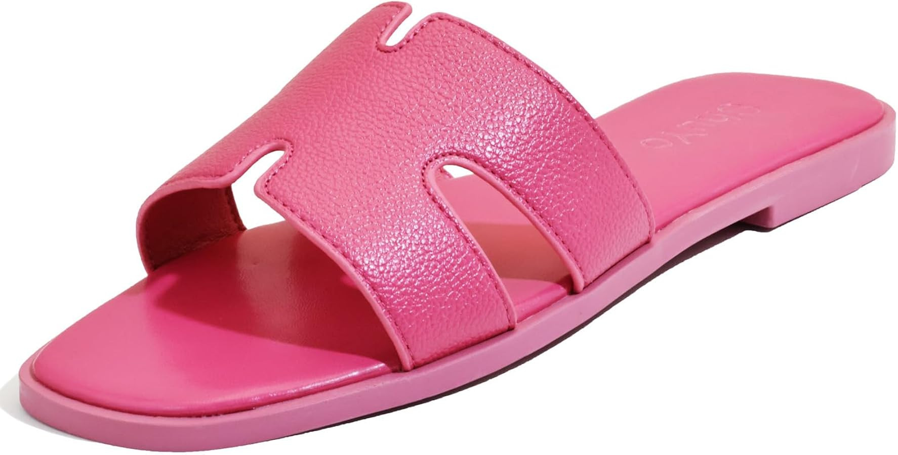 Women's Flat Sandals, Ladies Leather Slippers, Comfy Dressy Slip on Shoes Elegant Slides Summer F... | Amazon (US)