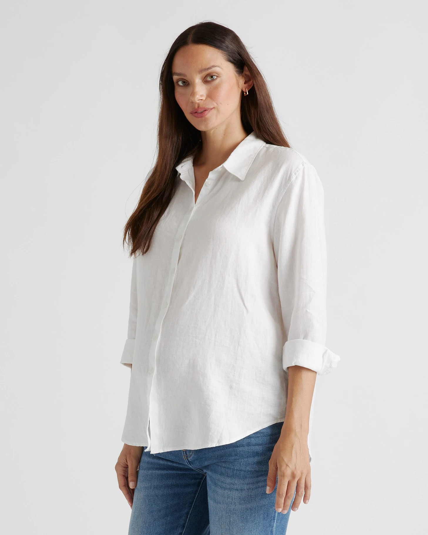 100% European Linen Maternity Long Sleeve Shirt | Quince
