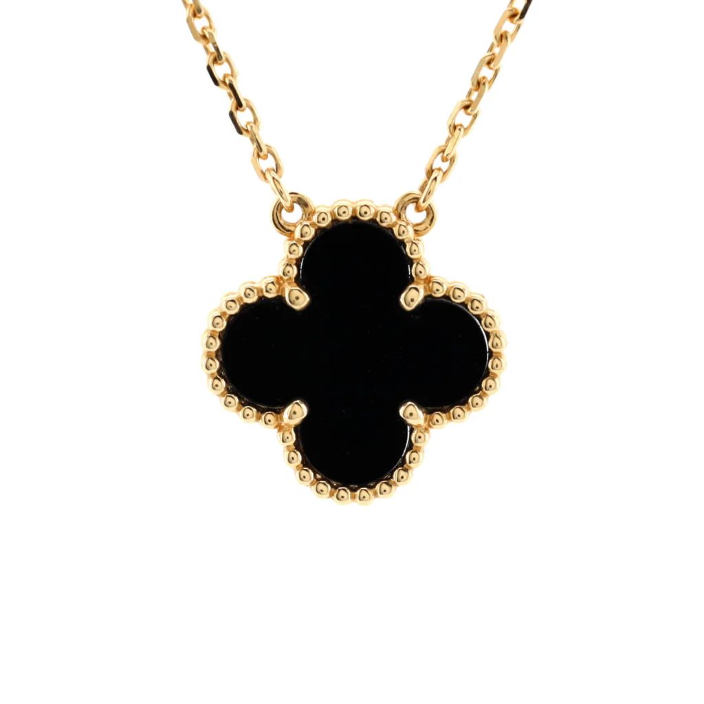 Vintage Alhambra Pendant Necklace 18K Yellow Gold and Onyx | Rebag