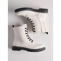 Stevie Lace-Up Combat Boot (WW) in White | Torrid (US & Canada)