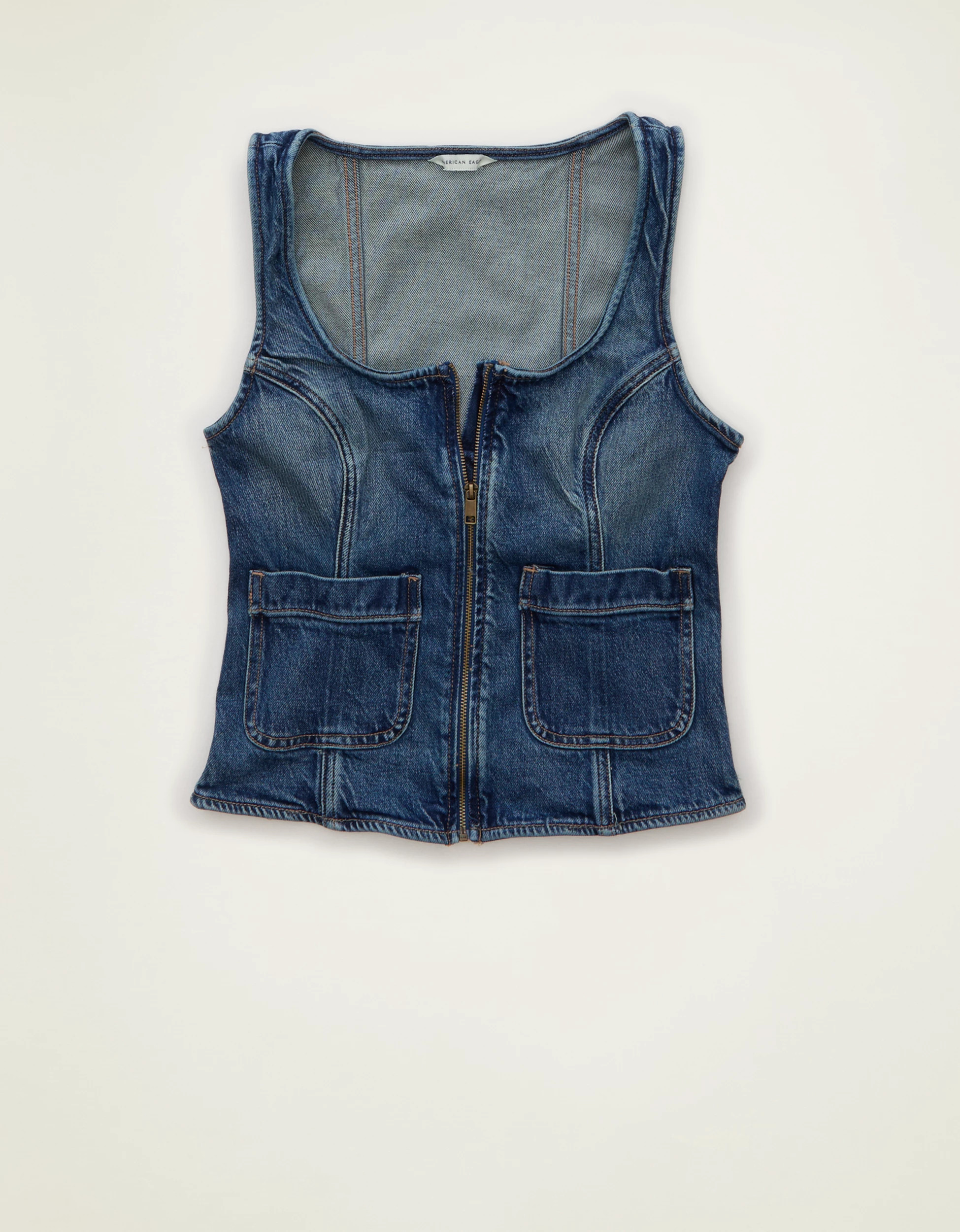 AE Zip-Up Denim Vest | American Eagle Outfitters (US & CA)