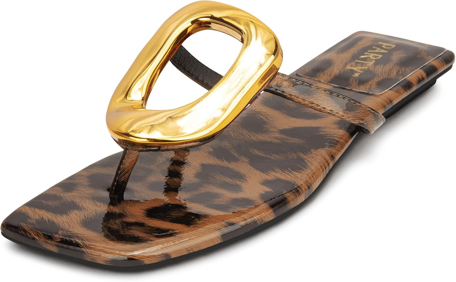 PARTY Square Toe Flip Flops Women,Fashion Designer Thong Sandals with Gold Buckle Trendy Summer C... | Amazon (US)