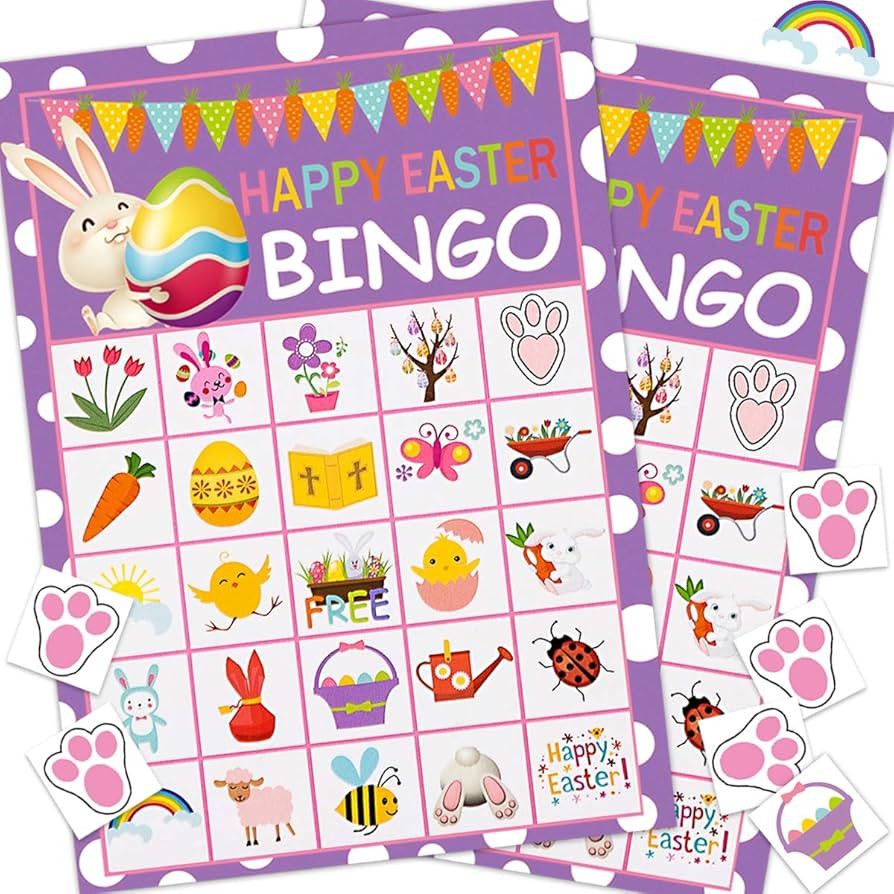 Easter Crafts for Kids, Easter Games for Kids, Easter Bingo, Fun Easter Bunny Bingo Cards for 24 ... | Amazon (US)