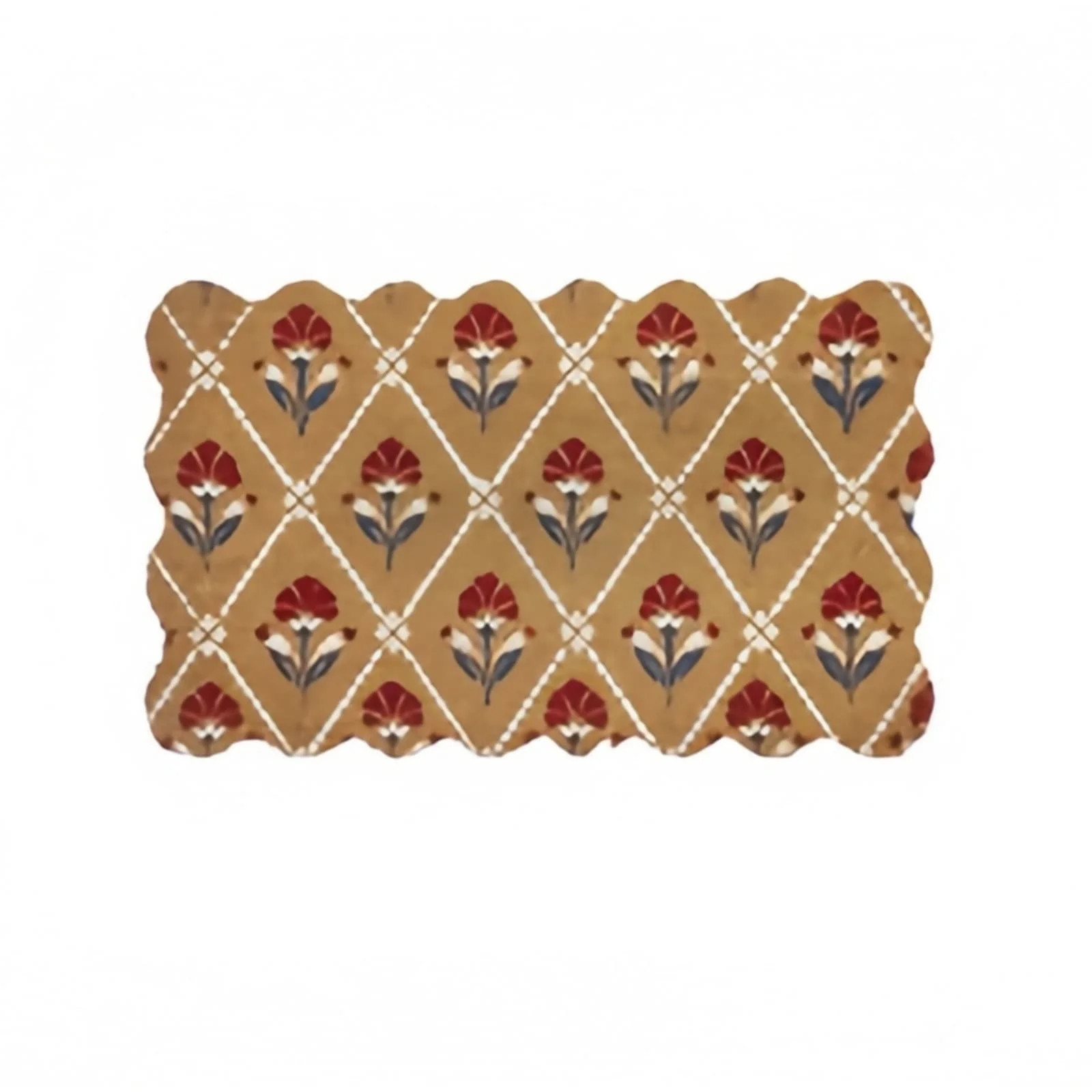 Floral Coir Outdoor Doormat, 47" x 30" Red White Blue Colorful Floral Welcome Doormat, Retro Non-... | Walmart (US)