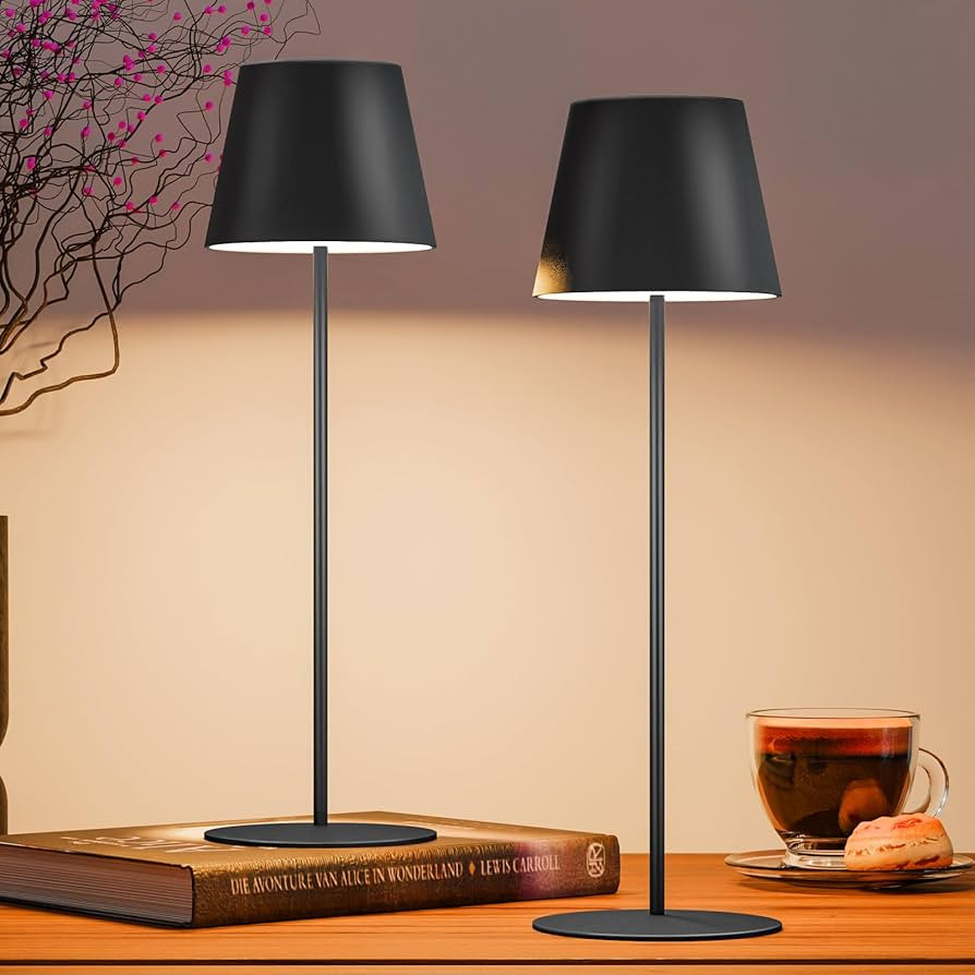 uuffoo 2 Pack Rechargeable Table Lamp, 5200mAh Battery Powered Outdoor Table Lamps with 3 Colors ... | Amazon (US)