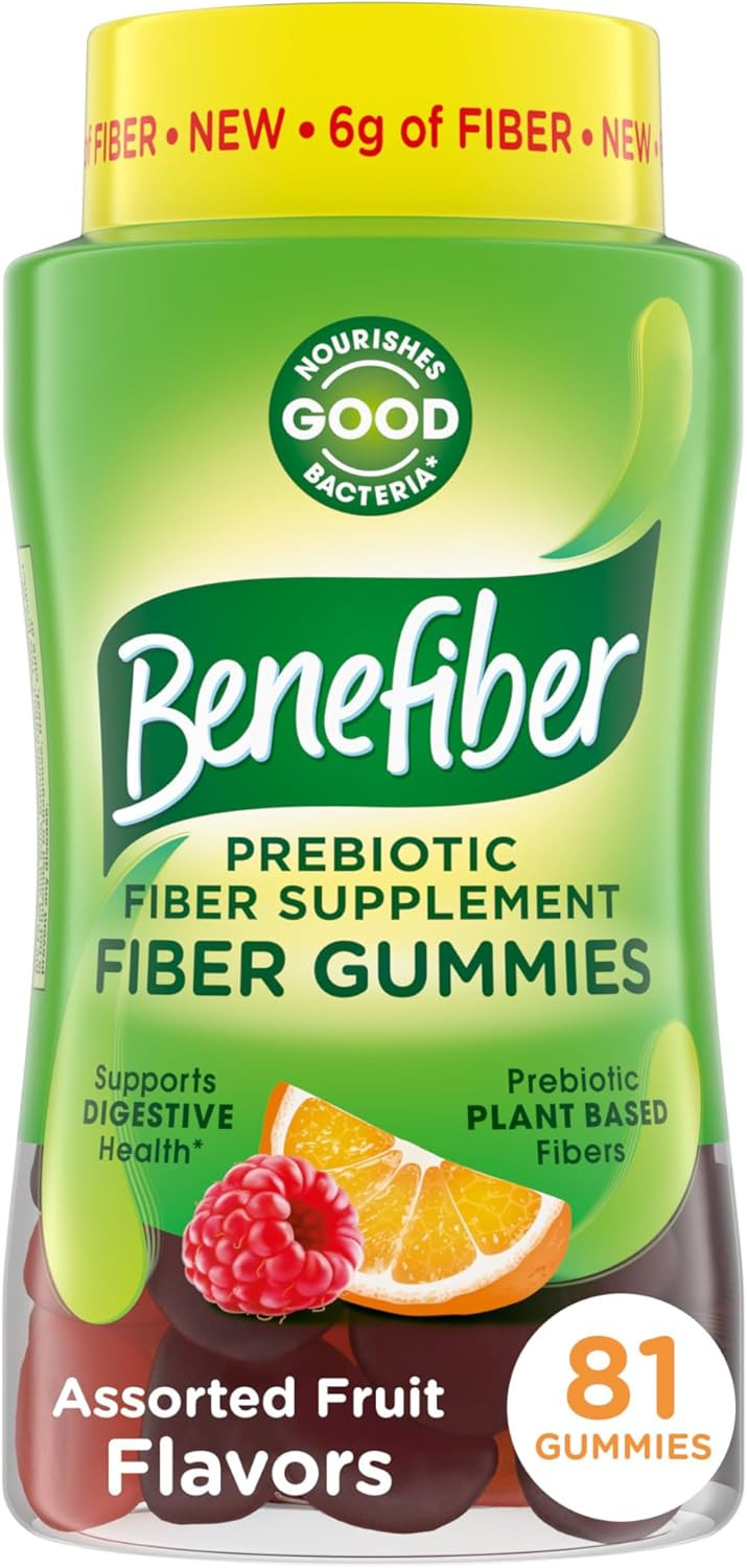 Benefiber Prebiotic Fiber Supplement Gummies for Digestive Health, Assorted Fruit Flavor - 81 Cou... | Amazon (US)