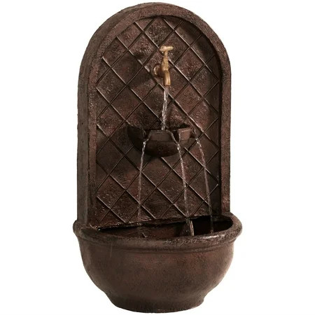 Sunnydaze Messina Polystone Outdoor Wall Fountain, Bronze | Walmart (US)