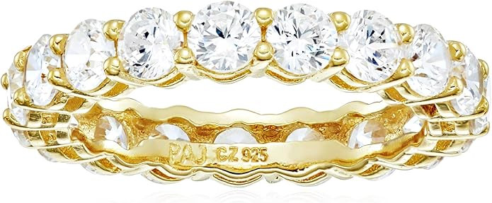 Platinum-Plated Sterling Silver Cubic Zirconia All-Around Band Ring | Amazon (CA)