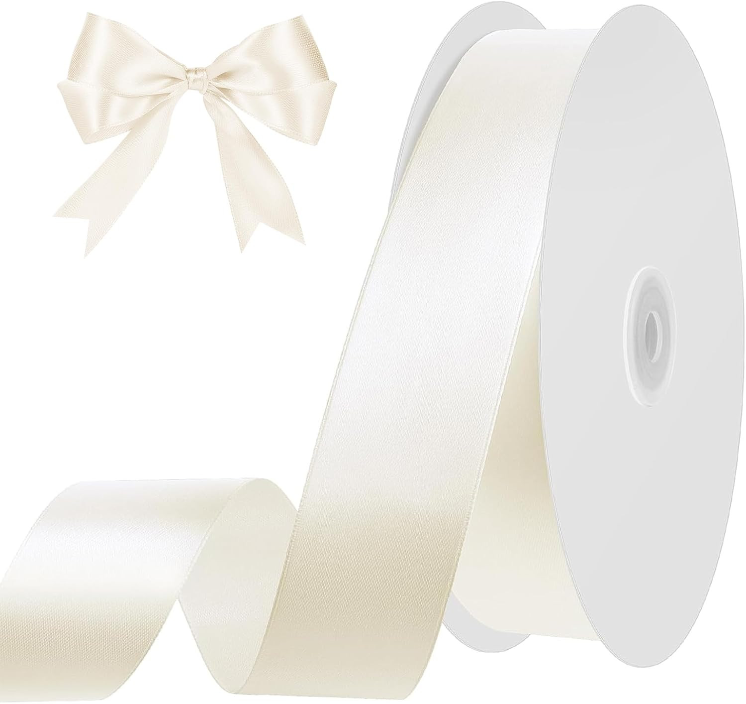 Ivory Ribbon 1 Inch 50 Yards Cream Satin Ribbon for Bows Crafts Home Decor Flower Bouquet Gift Wr... | Amazon (US)