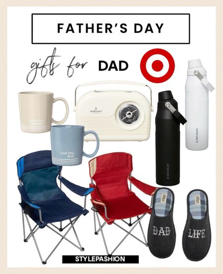 Father’s Day gifts for any dad, coffee mug, outdoor chair , stereo radio, dad slippers , Stanley cup, amazing dad mug, best dad cup, I love you dad cup