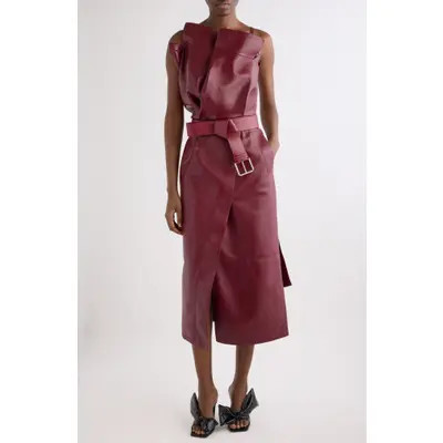Givenchy Trench Leather Midi Dress in 642-Oxblood Red at Nordstrom, Size 36 | Nordstrom