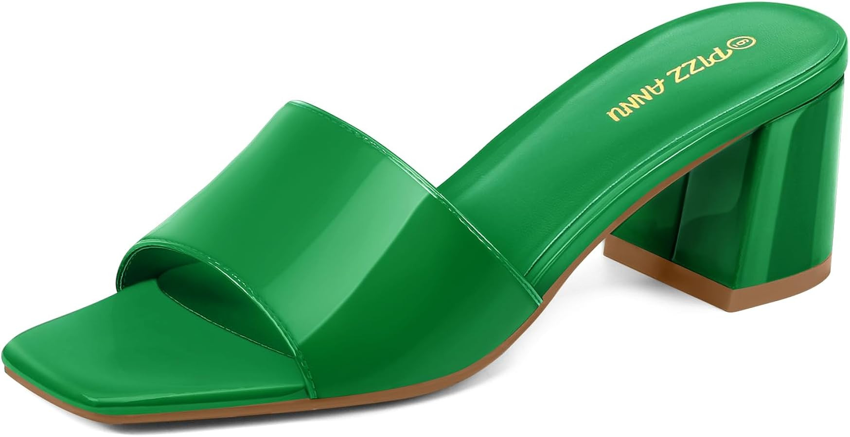 PIZZ ANNU Women's Square Open Toe Heels Sandals Low Block Chunky Heeled Sandal Slip on Mules Comf... | Amazon (US)