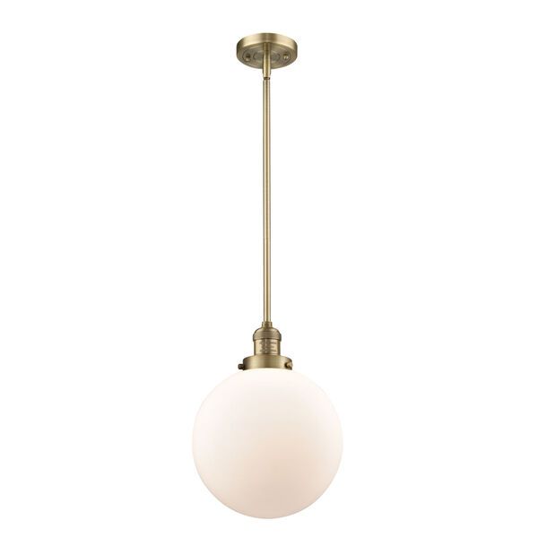 Franklin Restoration Brushed Brass 10-Inch One-Light Pendant with Matte White Glass Shade | Bellacor