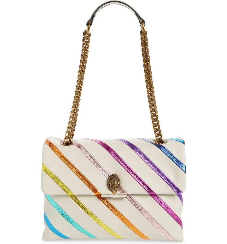 Kurt Geiger London Large Kensington Rainbow Stripe Leather Shoulder Bag | Nordstrom | Nordstrom